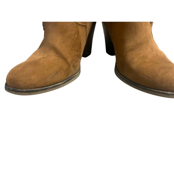 Mia Lindsie Brown Suede Leather Ankle Boots Side Zip Fringe Tassels Size 8.5 - Picture 9 of 16